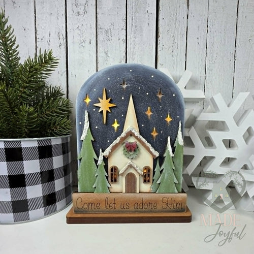 Light up Christmas church with starry night sky, hand-painted in Brentwood, TN.