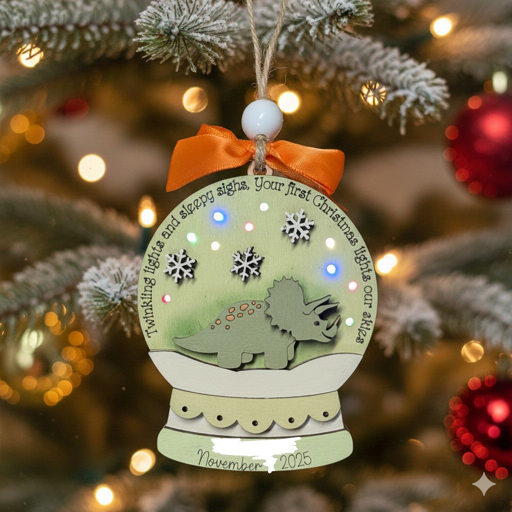 Baby's First Christmas Ornament - Personalized Light-Up Snow Globe Keepsake