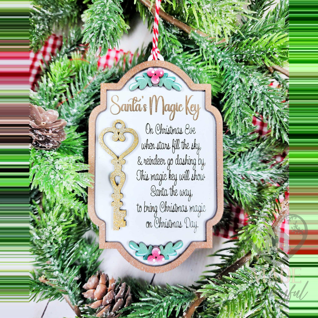 Santa's Magic Key ornament with a gold key and Christmas Eve poem, hand-painted in Brentwood, TN.