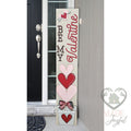 Be My Valentine porch leaner with heart topiary on a front porch, hand-painted in Brentwood, TN.