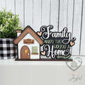 Family Makes This House a Home word art with a personalized house, hand-painted in Brentwood, TN.