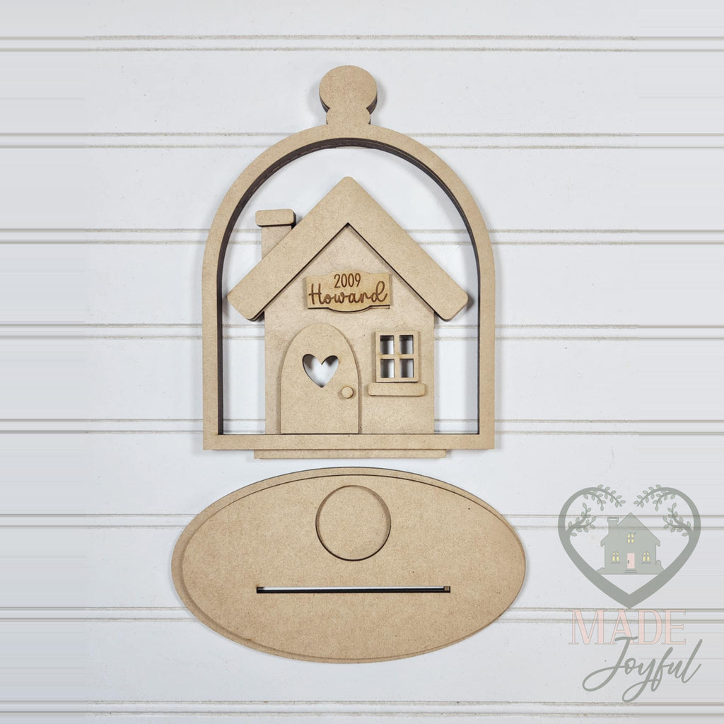 Unfinished laser-cut wood Home Cloche Votive Holder DIY kit, ready to paint at a DIY party in Williamson County, TN.