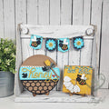 Honey bee mini tray set with Honey round, Bee Kind sign, and bee banner, hand-painted in Brentwood, TN.