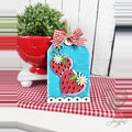 You Are Sweet strawberry gift tag in blue with red strawberries and daisies, hand-painted in Brentwood, TN.