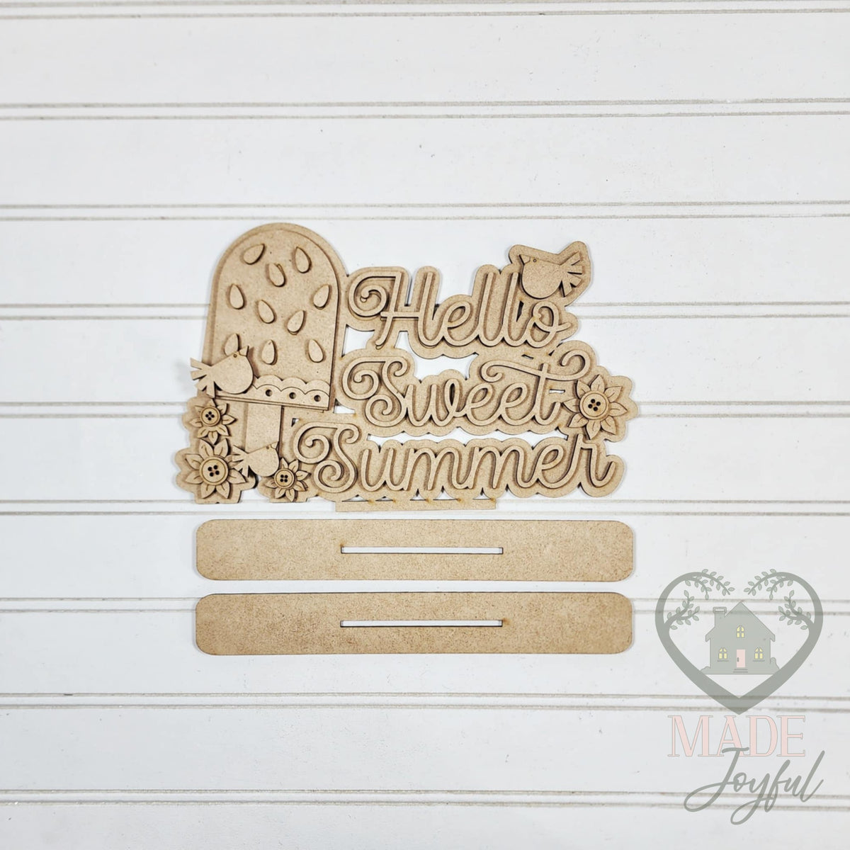 Unfinished laser-cut wood Hello Sweet Summer Watermelon Word Art DIY kit, ready to paint at a DIY party in Williamson County, TN.