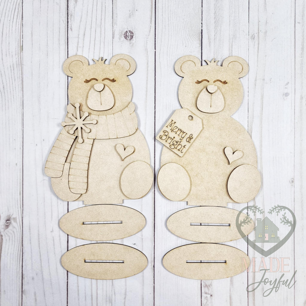Unfinished laser-cut wood Polar Bear Shelf Sitters DIY kit, ready to paint at a DIY party in Williamson County, TN.