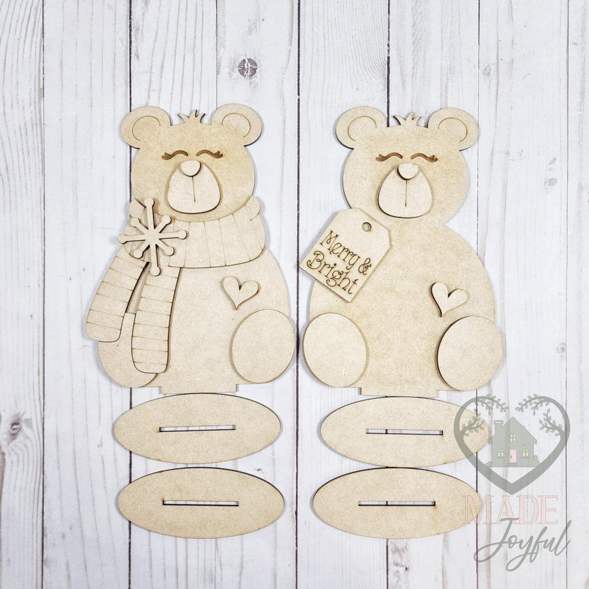 Unfinished laser-cut wood Polar Bear Shelf Sitters DIY kit, ready to paint at a DIY party in Williamson County, TN.
