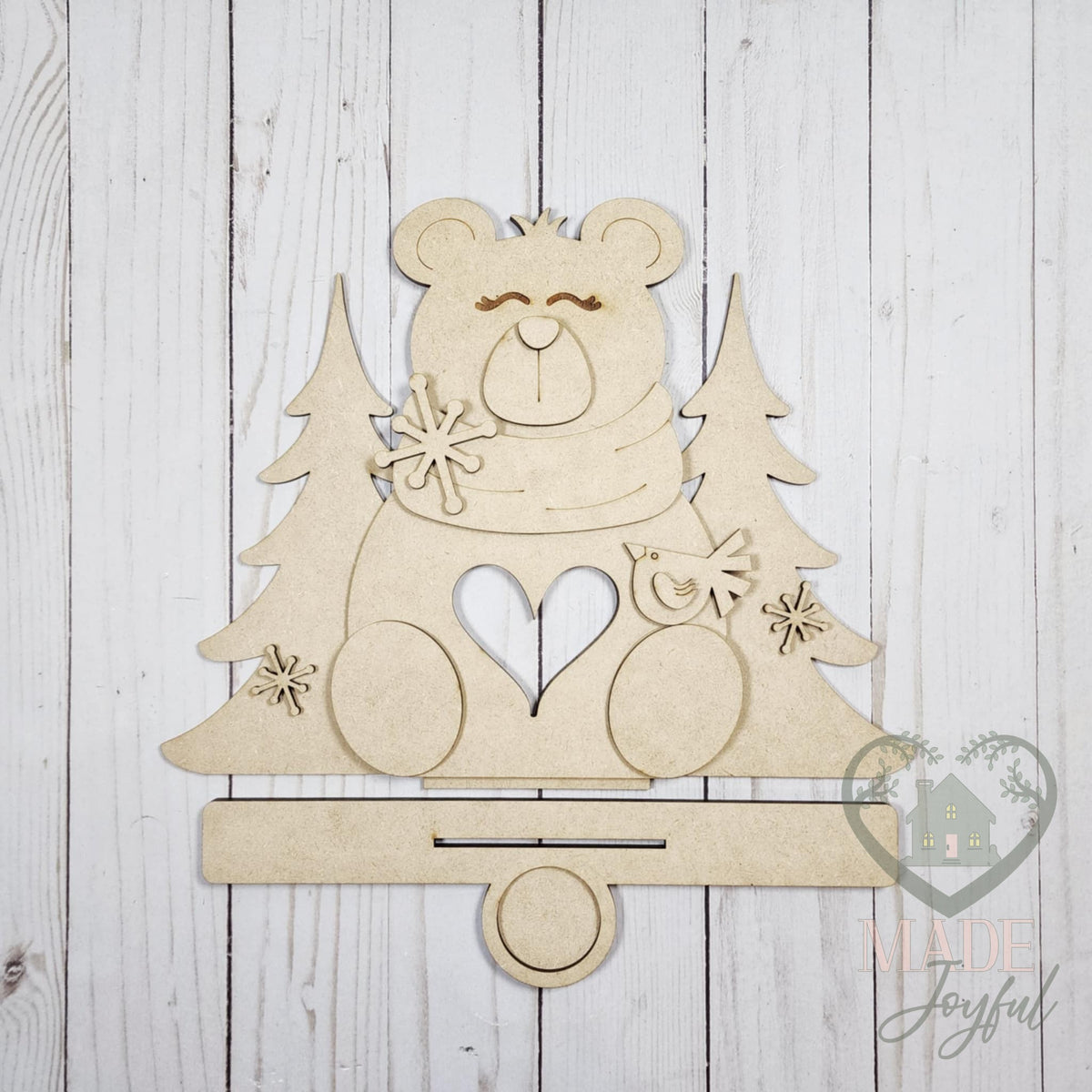 Unfinished laser-cut wood Polar Bear Votive Holder DIY kit, ready to paint at a DIY party in Williamson County, TN.