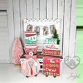 Christmas baking tiered tray set with mixing bowls, Bake Christmas Cookies sign, and The Cookie Crew sign, hand-painted in Brentwood, TN.