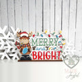 Merry and Bright word art with moose and Christmas lights, hand-painted in Brentwood, TN.