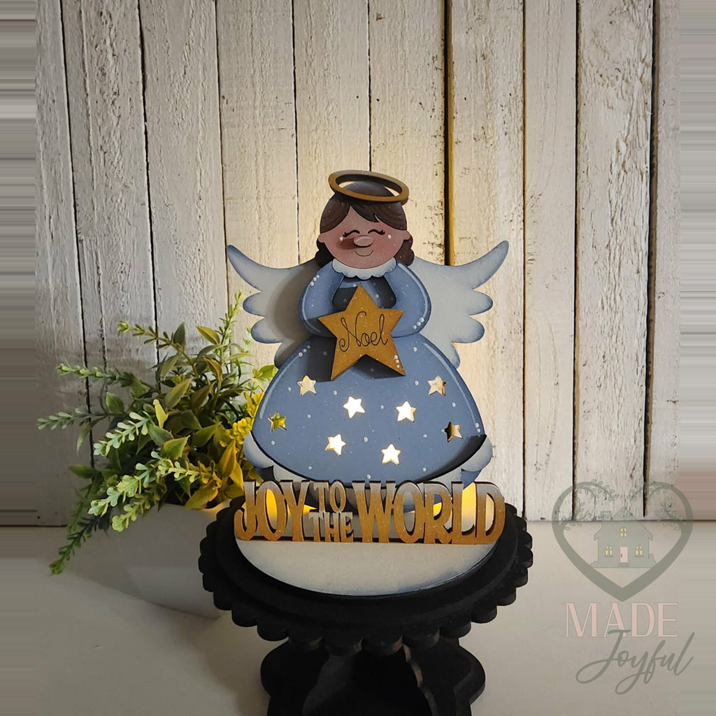 Angel votive on a pedestal, hand-painted in Brentwood, TN.