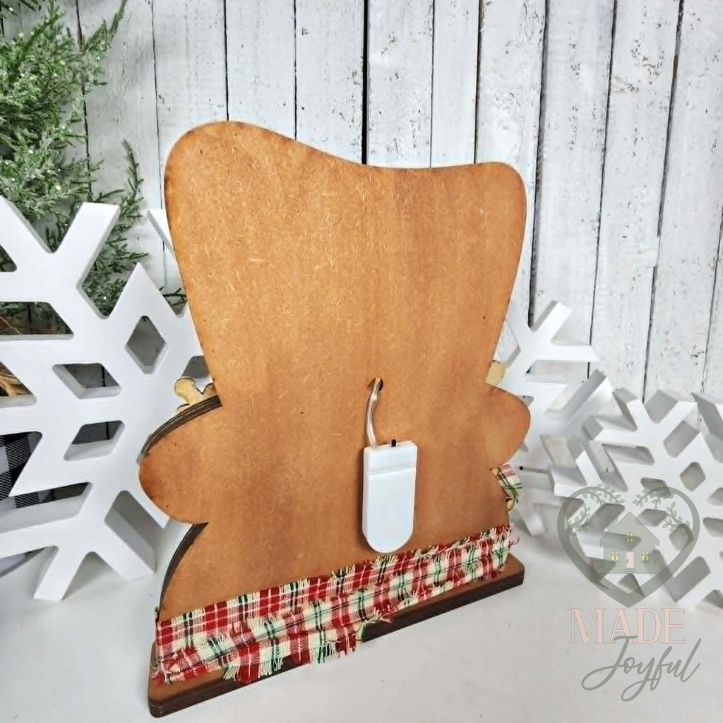 Back of the sweet snowman with battery light pack, hand-painted in Brentwood, TN.