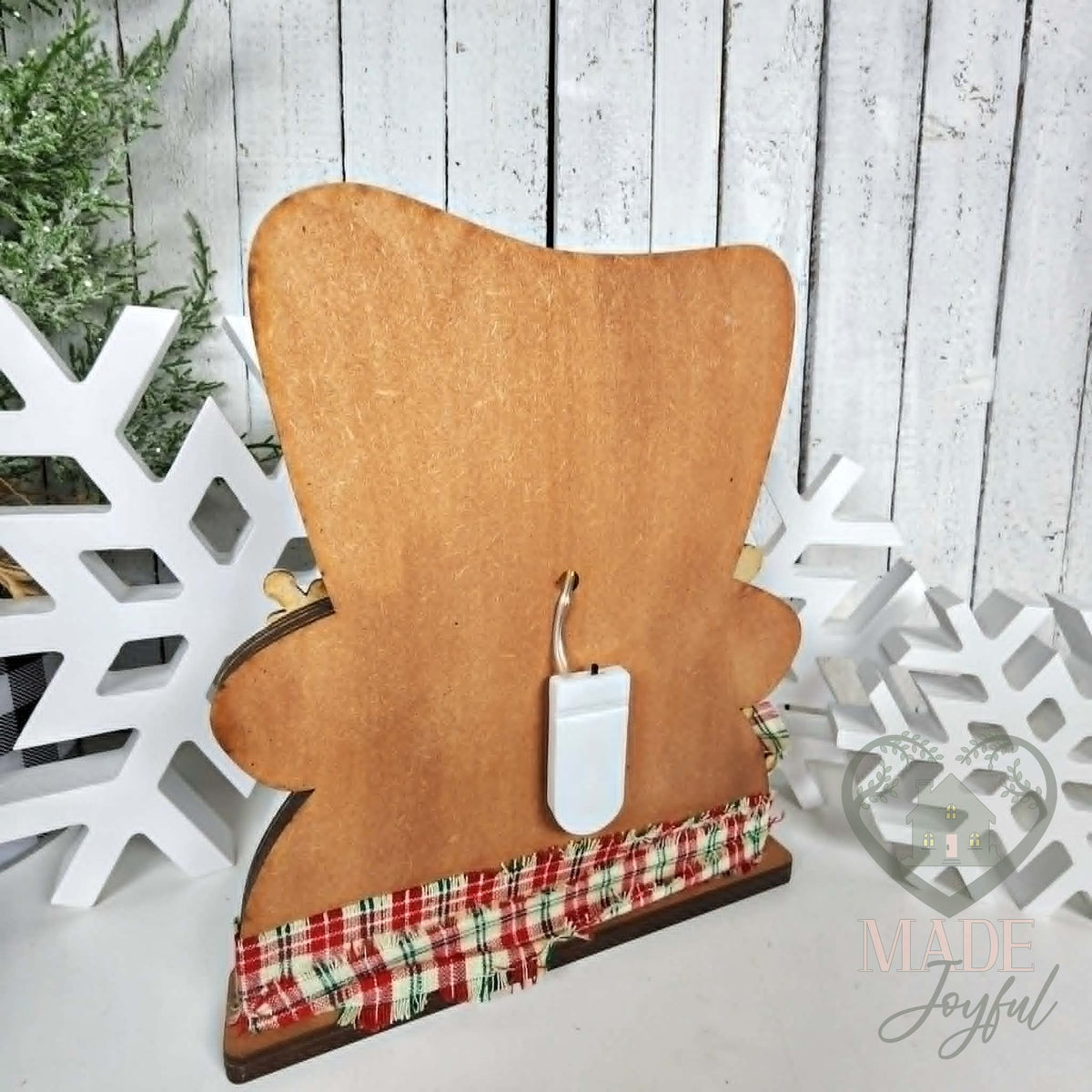 Back of the sweet snowman with battery light pack, hand-painted in Brentwood, TN.