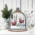 Cardinal cloche votive with two cardinals, birch trees, and Always, hand-painted in Brentwood, TN.
