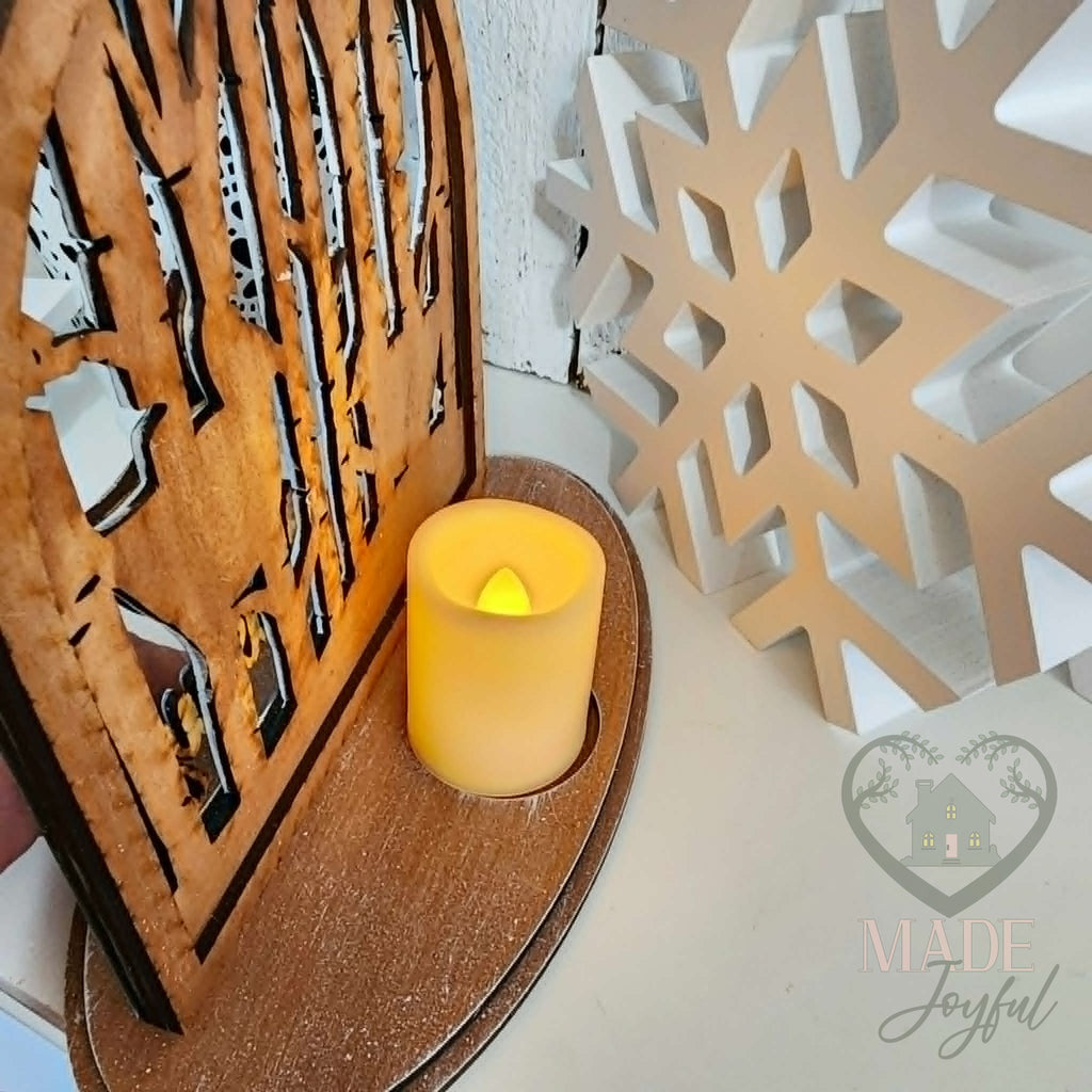 Back of the cardinal cloche with LED tealight, hand-painted in Brentwood, TN.
