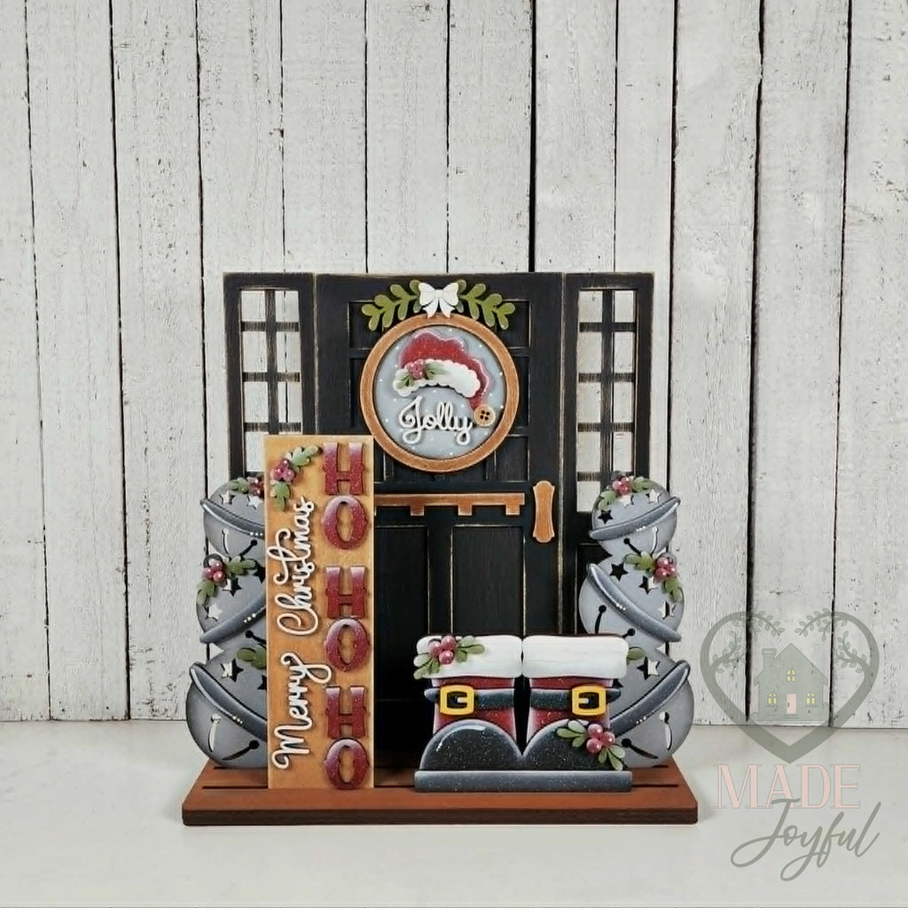 Merry Christmas insert set with craftsman door and side windows, hand-painted in Brentwood, TN.