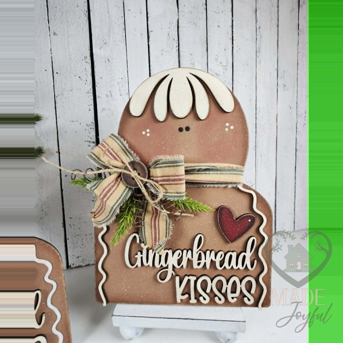 Gingerbread Kisses shelf sitter, hand-painted in Brentwood, TN.