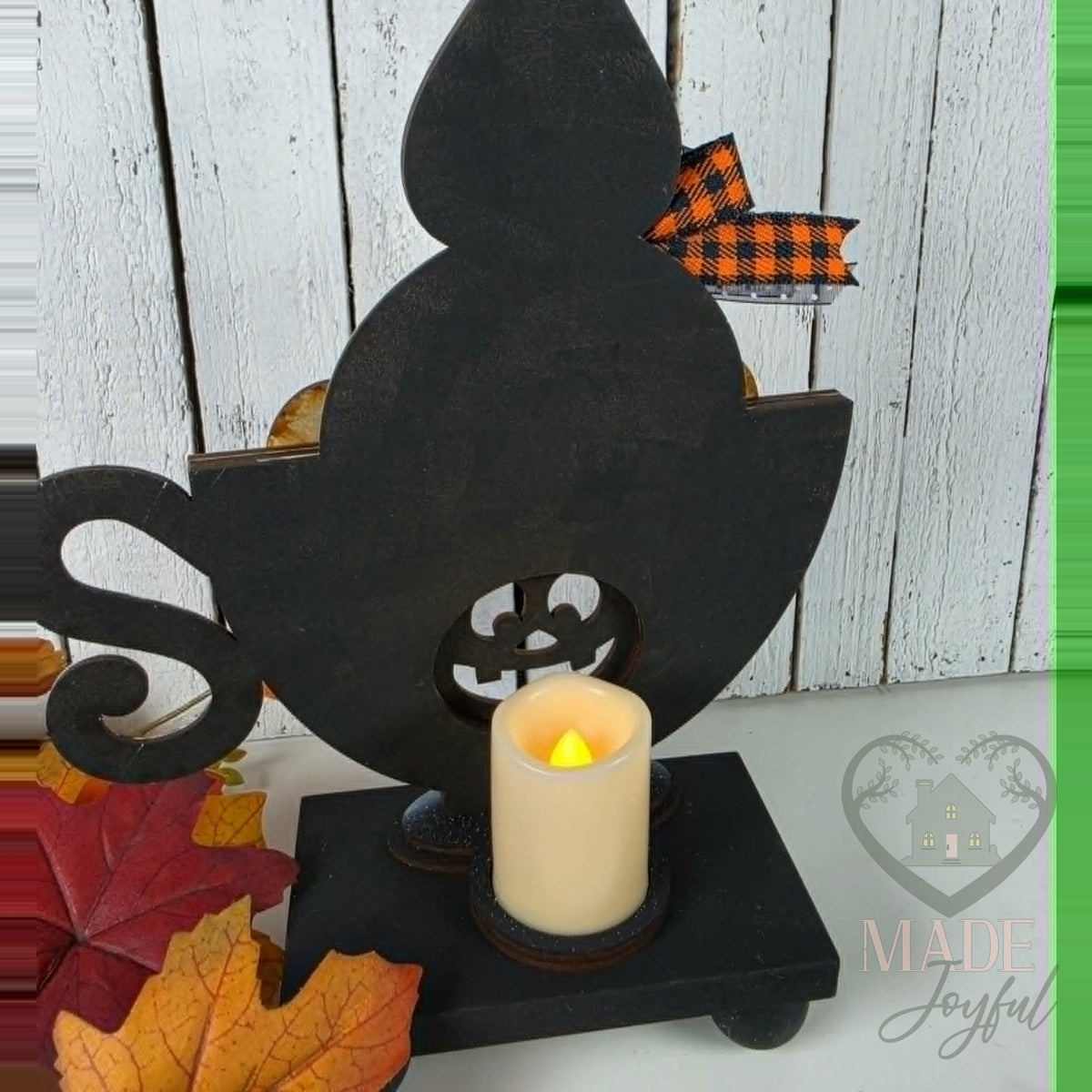 Back of the ghost tea cup votive with LED candle, hand-painted in Brentwood, TN.