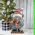 Pip the Christmas mouse with striped hat and plaid scarf, hand-painted in Brentwood, TN.