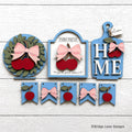 Cherries interchangeable bench decor set with a cherry wreath, a Farm Fresh cherries sign, a HOME sign, and a cherry and bow banner