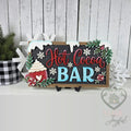 Framed Hot Cocoa BAR sign with snowy icing, holly, snowflakes, and a peppermint cocoa mug, hand-painted in Brentwood, TN.