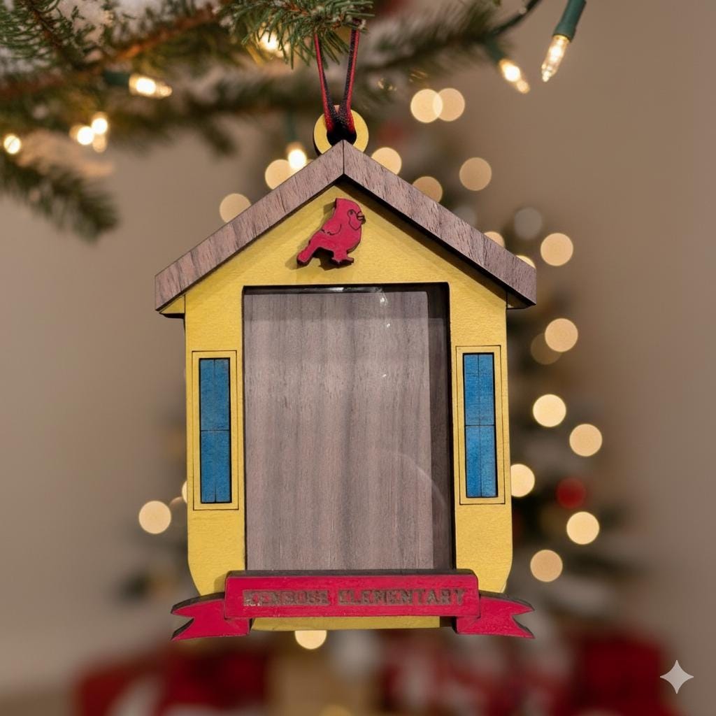 Personalized School House Photo Frame Ornament