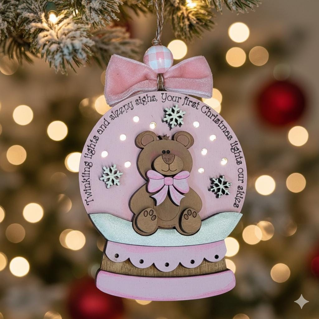 Baby's First Christmas Ornament - Personalized Light-Up Snow Globe Keepsake