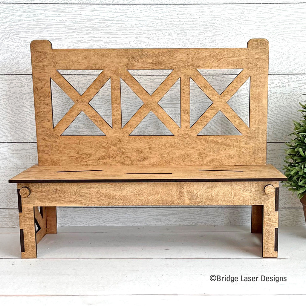 Farmhouse X-back interchangeable wood bench, available with this decor set