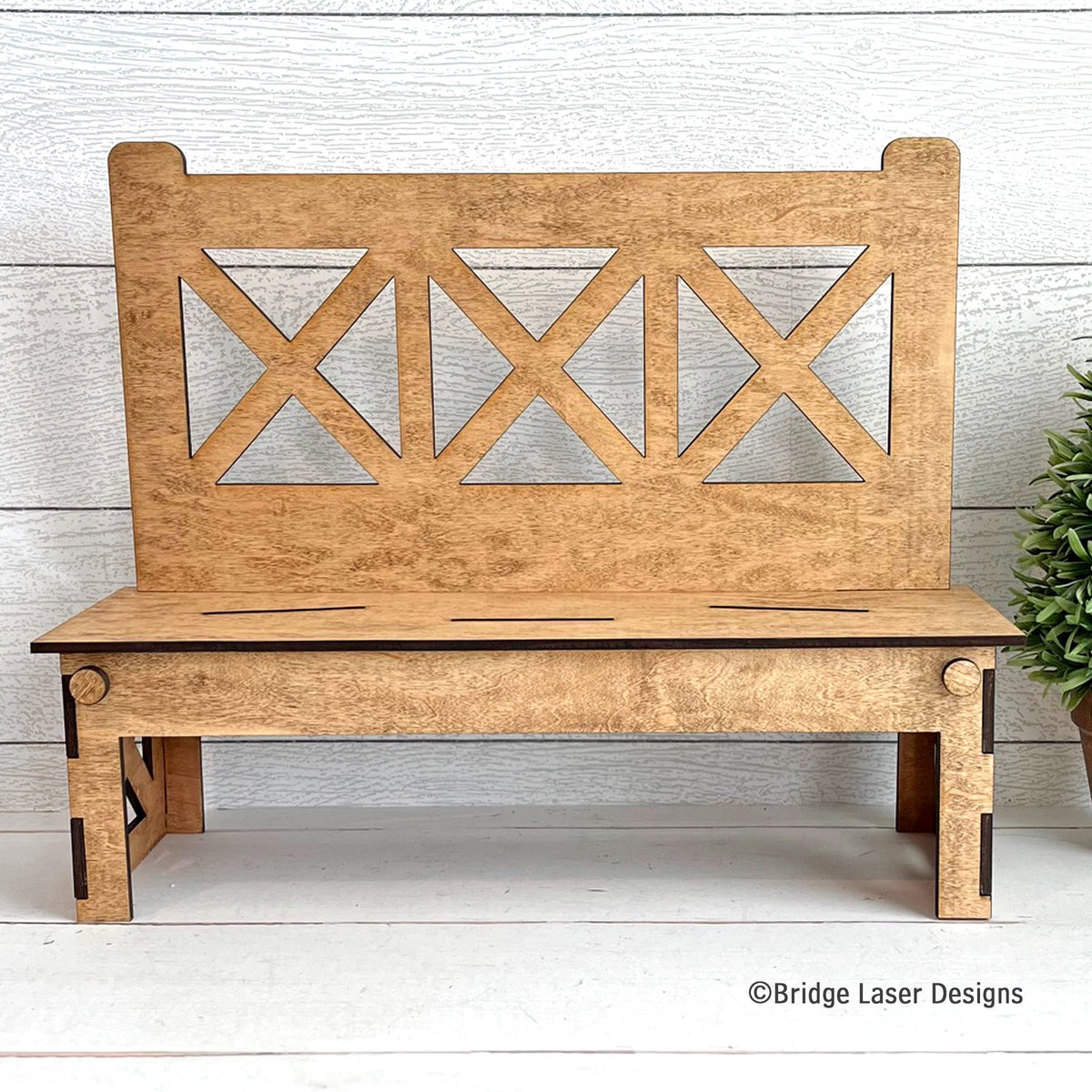 Farmhouse X-back interchangeable wood bench, available with this decor set