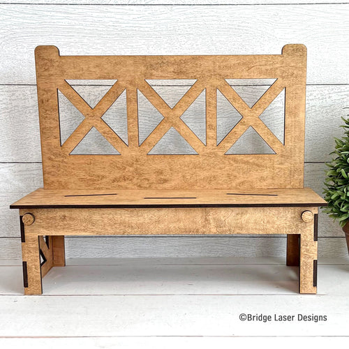 Farmhouse X-back interchangeable wood bench, available with this decor set
